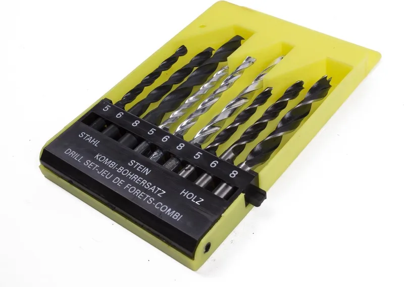 Benson 9-delige borenset - hout, steen en metaal - verschillende diameters - kunststof cassette van Benson – productafbeelding