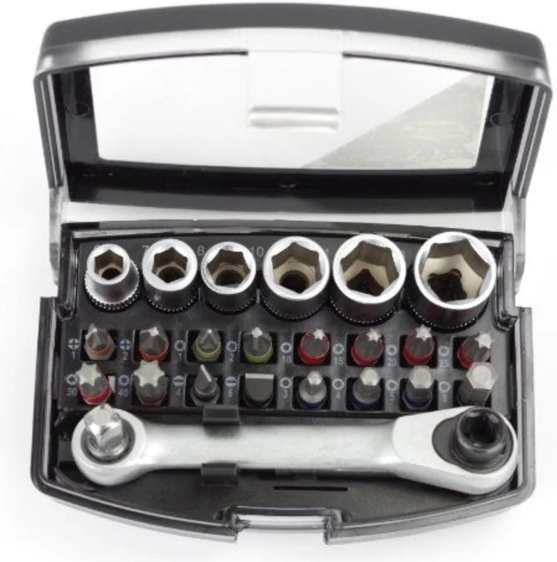 bit en doppenset - 24 delig - 1/4 duims aansluiting - bitset - sets van bits en doppen - doppenkit - doppendoos van Benson, Blauw – productafbeelding