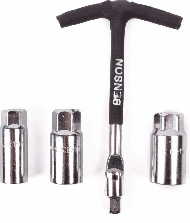 Bougiesleutel set - T-sleutel - Chroom vanadium - 4-delig - 55-65 mm by Benson, Black – product image