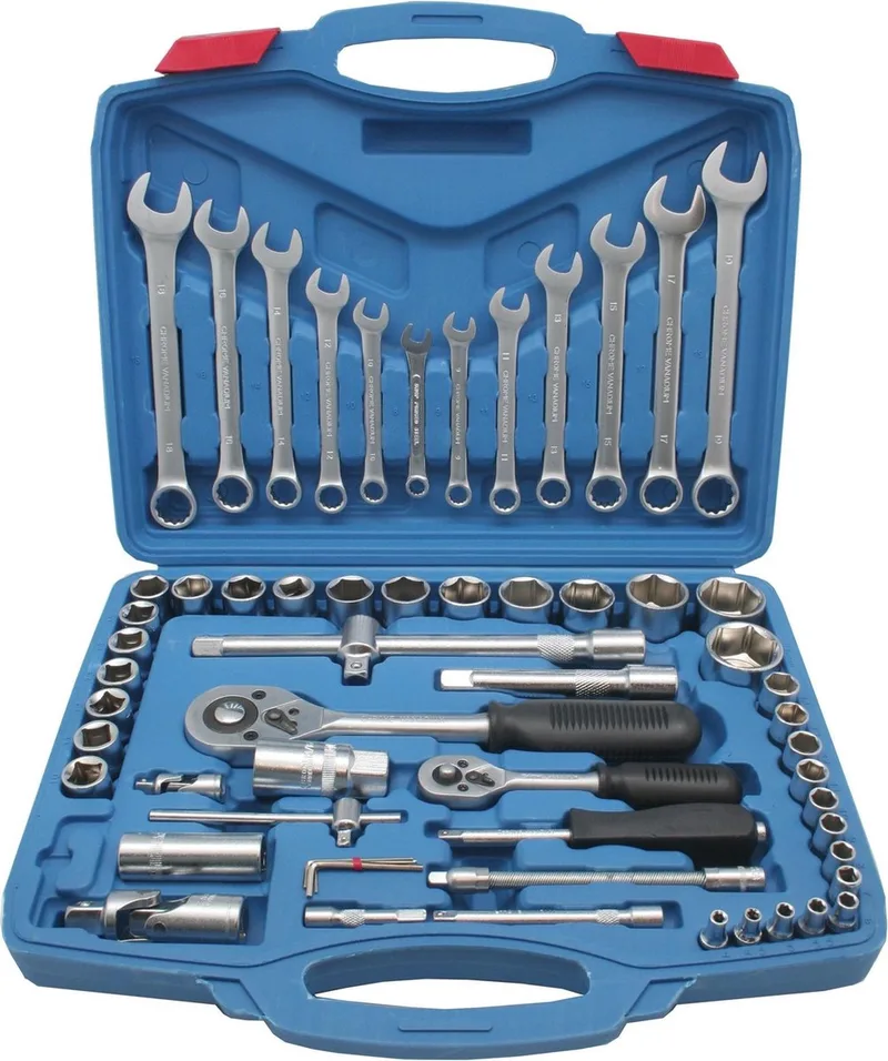 Doppendoos - Dopsleutel set 1/4" en 1/2" - 61-delig - opbergbox - gereedschap by Benson, Silver – product image