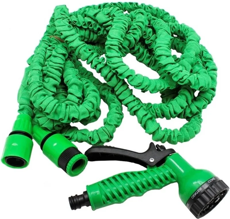 Flexibele tuinslang met sproeikop uitrekbaar tot 15 meter - groen - tuinbewatering by Benson – product image