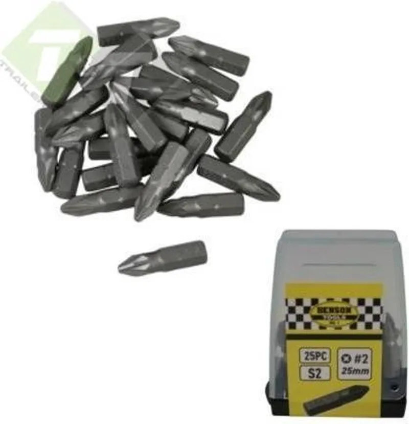 Geharde bitset 25 stuks, Kruis/Sterkop bits, S2 PZ2 by Benson – product image