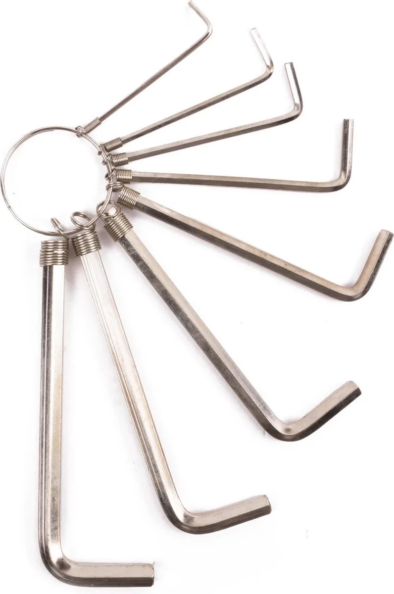 Inbussleutelset - 8-delig - 1.5 t/m 6.0 mm - Met handige sleutelring van Benson, Zilver – productafbeelding