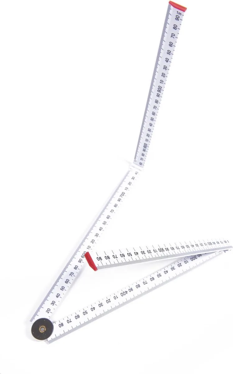 Inklapbare duimstok - 1 meter - 4-delig - metrische schaal - plastic by Benson, White – product image