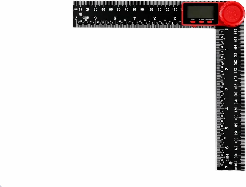 Instelbare digitale winkelhaak - 200 mm - 0°-360° meetbereik - inclusief batterij de Benson, Noir, Rouge – image du produit