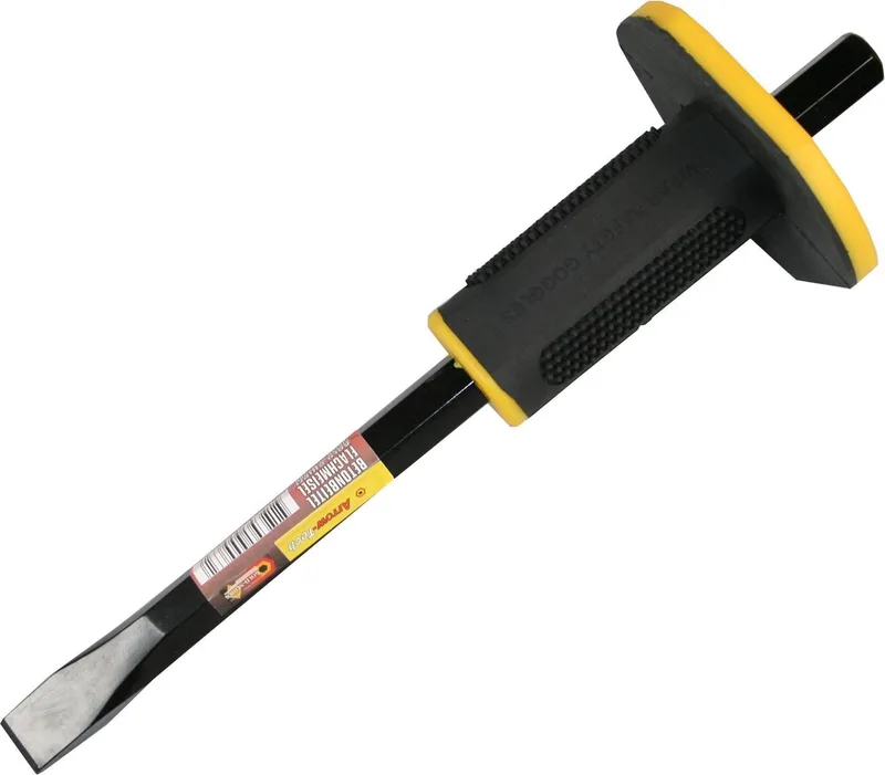 Koudbeitel - Vlakbeitel Plat - 30 cm - 2 cm breed - Rubberen grip - Beschermingsplaat by Benson – product image
