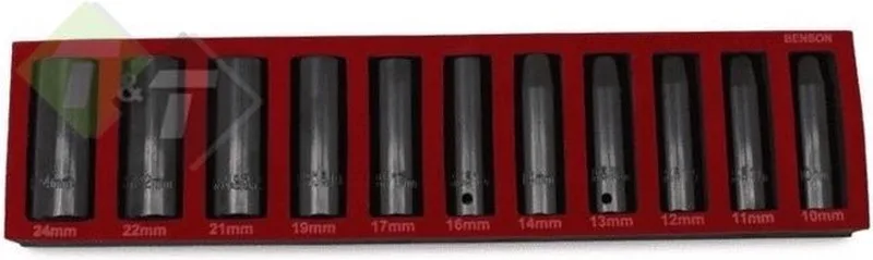 krachtdoppenset - 11-delig - 1/2 aansluiting - 10 tot 24 mm - slagdoppen - doppenset by Benson, Blue – product image