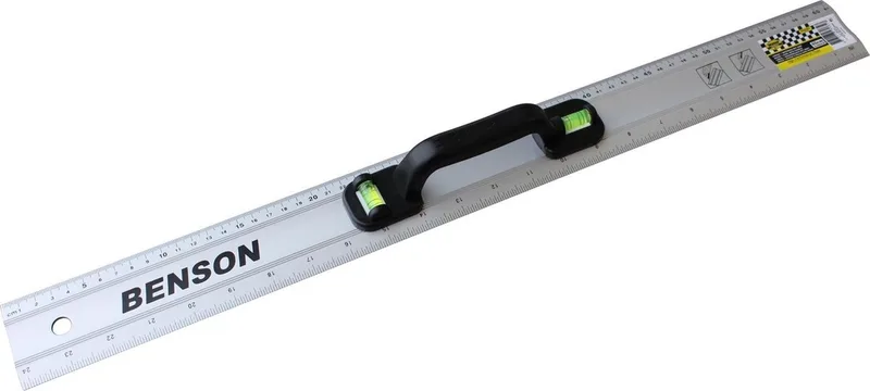 liniaal met waterpas en handvat - 60 cm by Benson, Aluminium – product image
