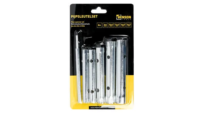 Pijpsleutel set - Verzinkt staal - 8 t/m 17 mm - 5-delig - Inclusief wringijzer de Benson, Blanc – image du produit 3 sur 4