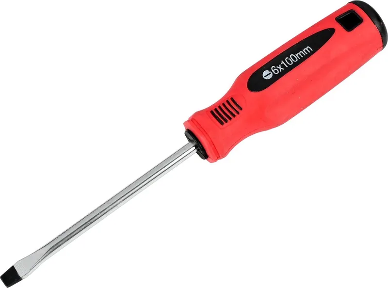 Platkop schroevendraaier - ergonomische grip - gehard staal - 6 x 100 mm - oranje/zwart von Benson, Orange, Schwarz – Produktbild