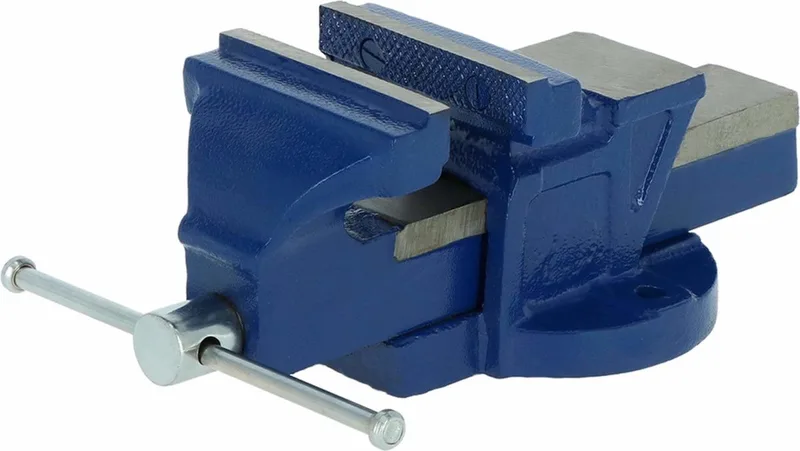 Robuuste bankschroef - vaste basis - 100 mm klauw - massief aambeeld - blauw de Benson – image du produit