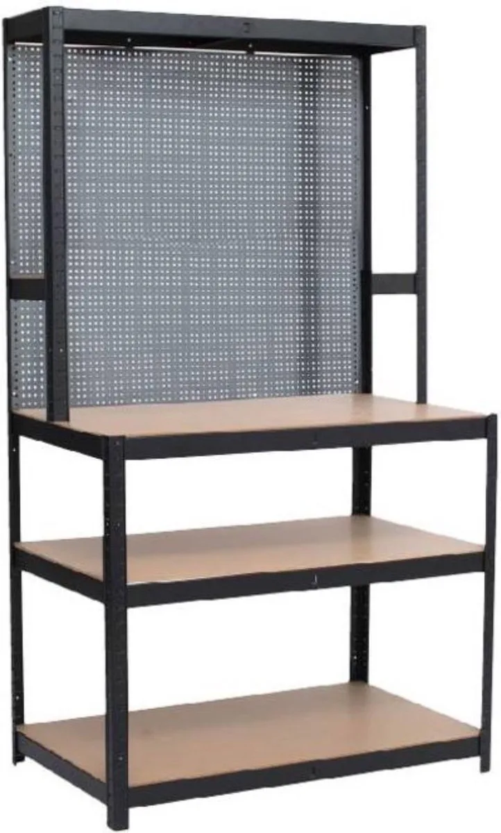 Robuuste werkbank - hout en staal - 180x90x60 cm - met gereedschapswand en opbergruimte fra Benson – produktbillede