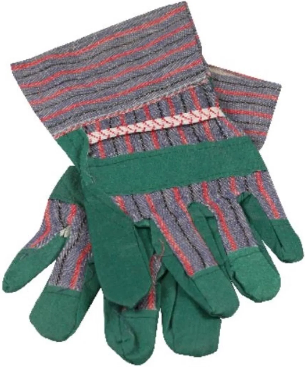Set tuinhandschoenen - katoen - groen/blauw - universele maat - bescherming by Benson, Green, Blauw met rode en zwarte strepen – product image