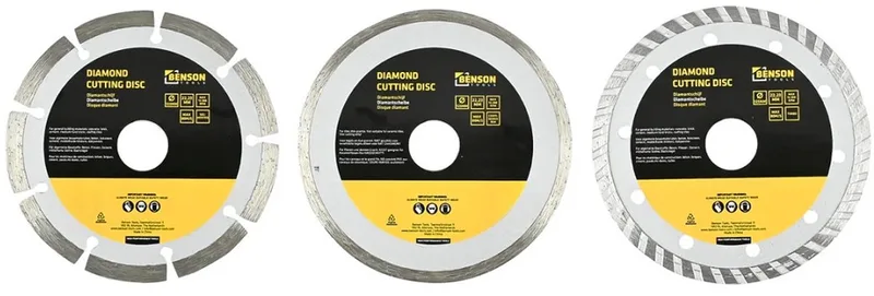 slijpschijf haakse slijper - diamantschijf 125 mm - set 3-dlg voor steen, beton en tegels van Benson – productafbeelding