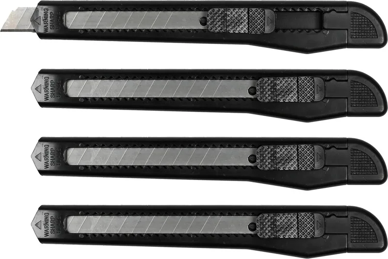 Smal afbreekmes - 4 stuks - scherpe snijbladen - 8-12 segmenten by Benson, Black – product image