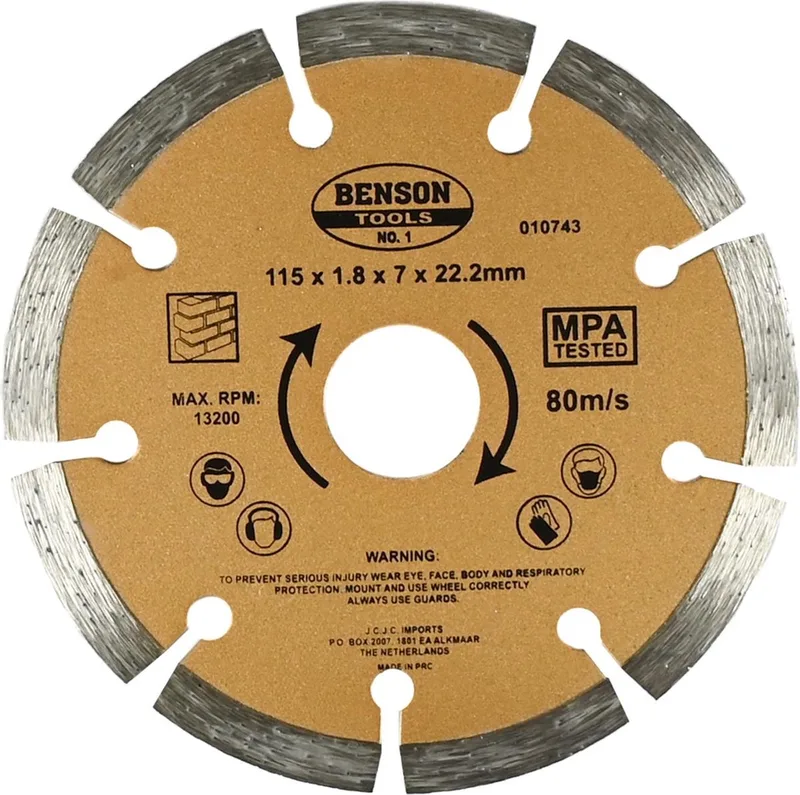 Universele diamantschijf - getand - Ø 115 mm - voor beton en steensoorten de Benson – image du produit