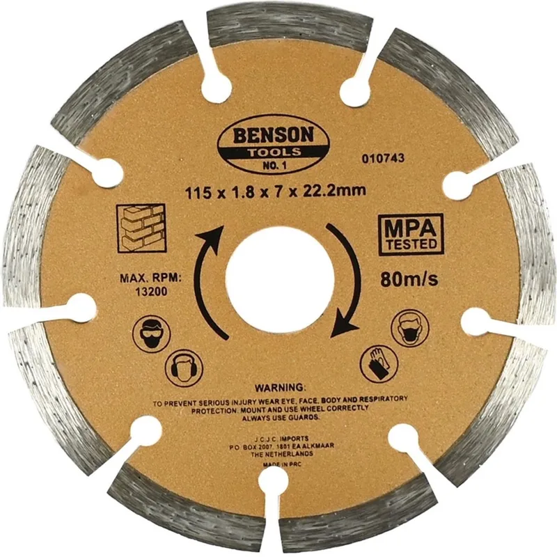 Universele diamantschijf - getand - Ø 115 mm - voor beton en steensoorten de Benson – image du produit