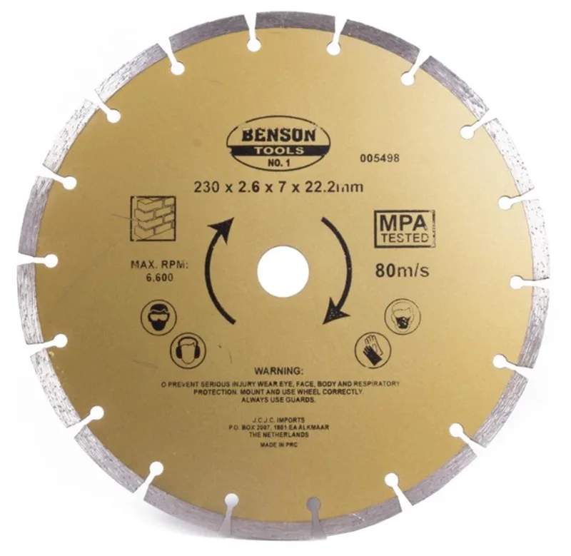Universele diamantschijf - getand - Ø 230 mm - voor beton en steensoorten de Benson – image du produit