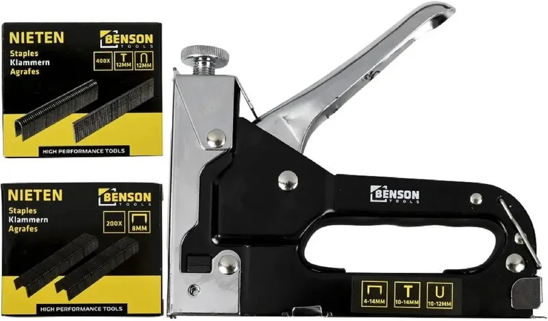 Veelzijdige handtacker set - Inclusief 3 soorten nietjes en opbergkoffer von Benson – Produktbild