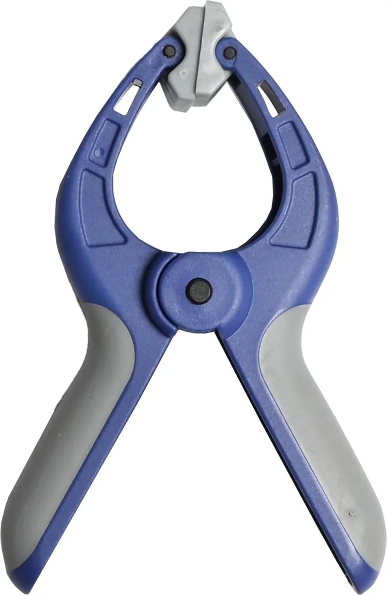 Veerklem - krachtige veer - beweegbare kaken - 10 cm - PVC de Benson, Blauw-grijs – image du produit