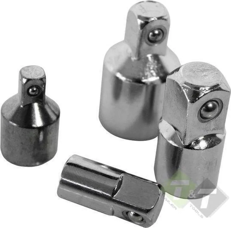 verloop doppenset 4 delig - 1/4 duims tot 1/2 duims - verloopdop - adapters - verloopstuk - ratelverloop de Benson, Bleu – image du produit