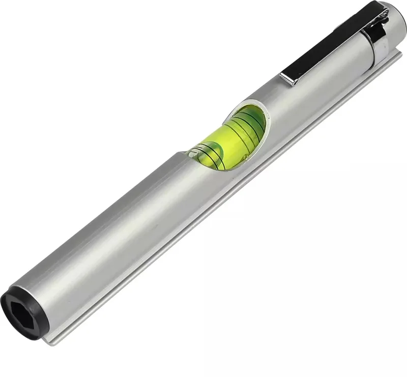 Waterpas pen met clip - Aluminium - Compact en licht - 13 cm by Benson, Yellow – product image