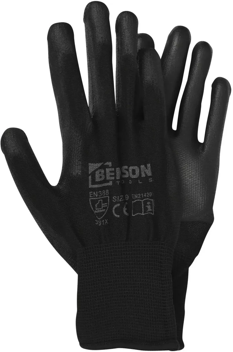 Werkhandschoenen PU palm zwart - EN 388 - EN21420 de Benson, Noir, 9 – image du produit