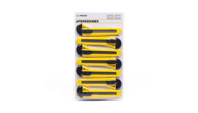 werkmes - Afbreekmes - Snijmes - 18 mm - 7 stuks från Benson, Gul – produktbild 2 av 2