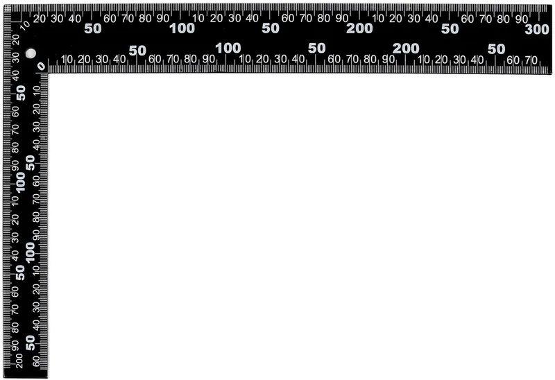 Winkelhaak - Zwart - Witte cijfers - 200 x 300 mm - Nauwkeurige metingen de Benson, Transparent – image du produit