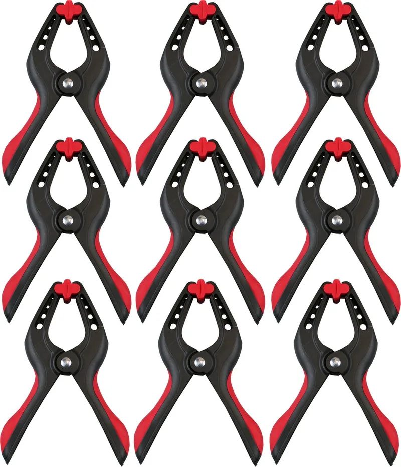 Zeilklemmen/veerklemmen - 10x - kunststof - 10 cm - profi lijmklemmen met rubber heft de Benson, Noir – image du produit