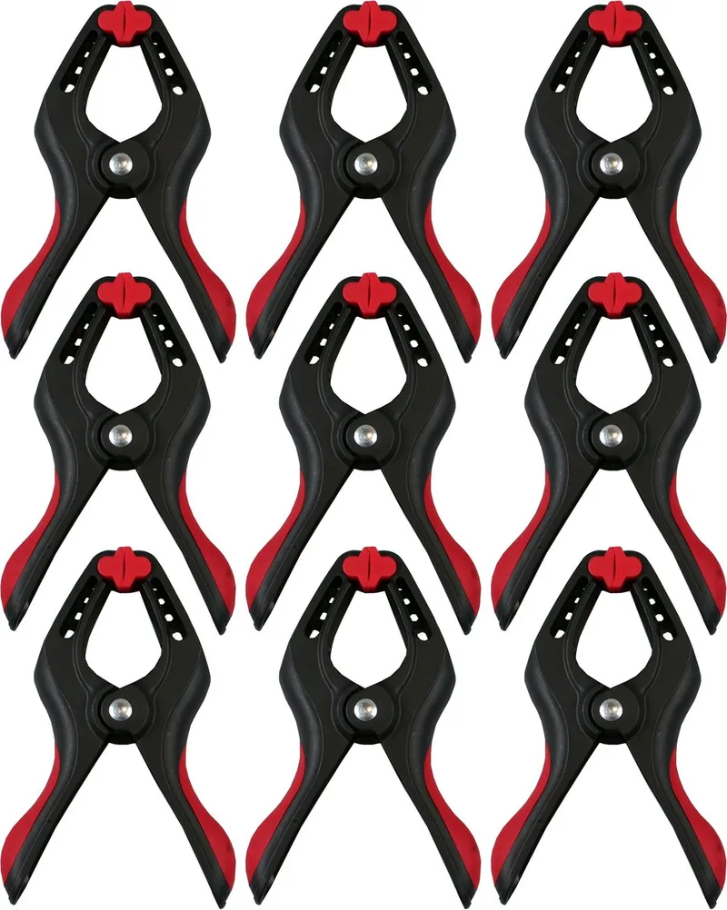 Zeilklemmen/veerklemmen - 10x - kunststof - 15 cm - profi lijmklemmen met rubber heft de Benson, Noir – image du produit