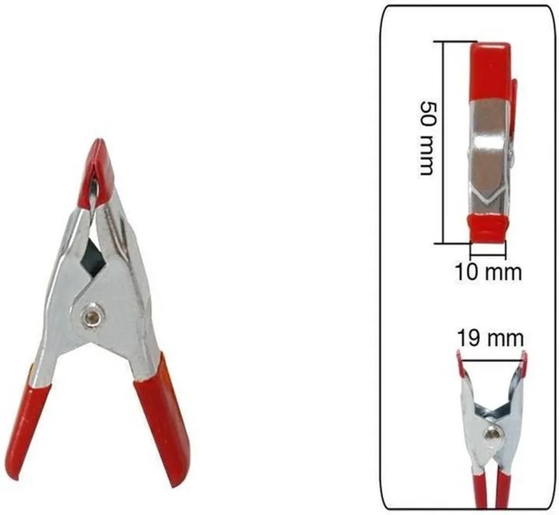 Zeilklemmen - veerklemmen - 16x - METAAL - 5 cm - mini - lijmklemmen - zeilklem fra Benson, Sølv, Rød – produktbillede