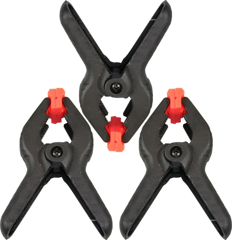 Zeilklemmen/veerklemmen - 3x - kunststof - 10 cm - lijmklemmen met gekartelde kaken de Benson, Noir – image du produit