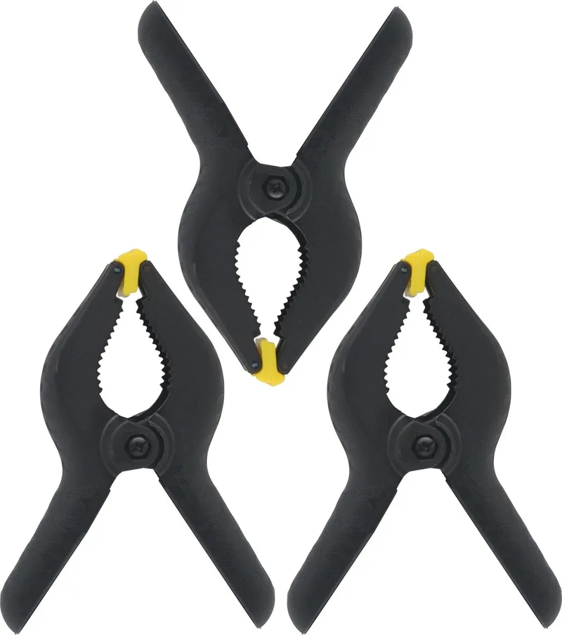 Zeilklemmen/veerklemmen - 3x - kunststof - 15 cm - lijmklemmen met gekartelde kaken de Benson, Noir – image du produit