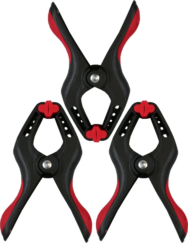 Zeilklemmen/veerklemmen - 3x - kunststof - 15 cm - profi lijmklemmen met rubber heft de Benson, Noir – image du produit