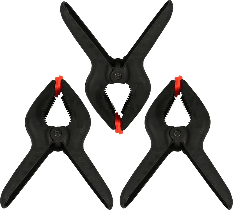 Zeilklemmen/veerklemmen - 3x - kunststof - 22 cm - lijmklemmen met gekartelde kaken de Benson, Noir – image du produit