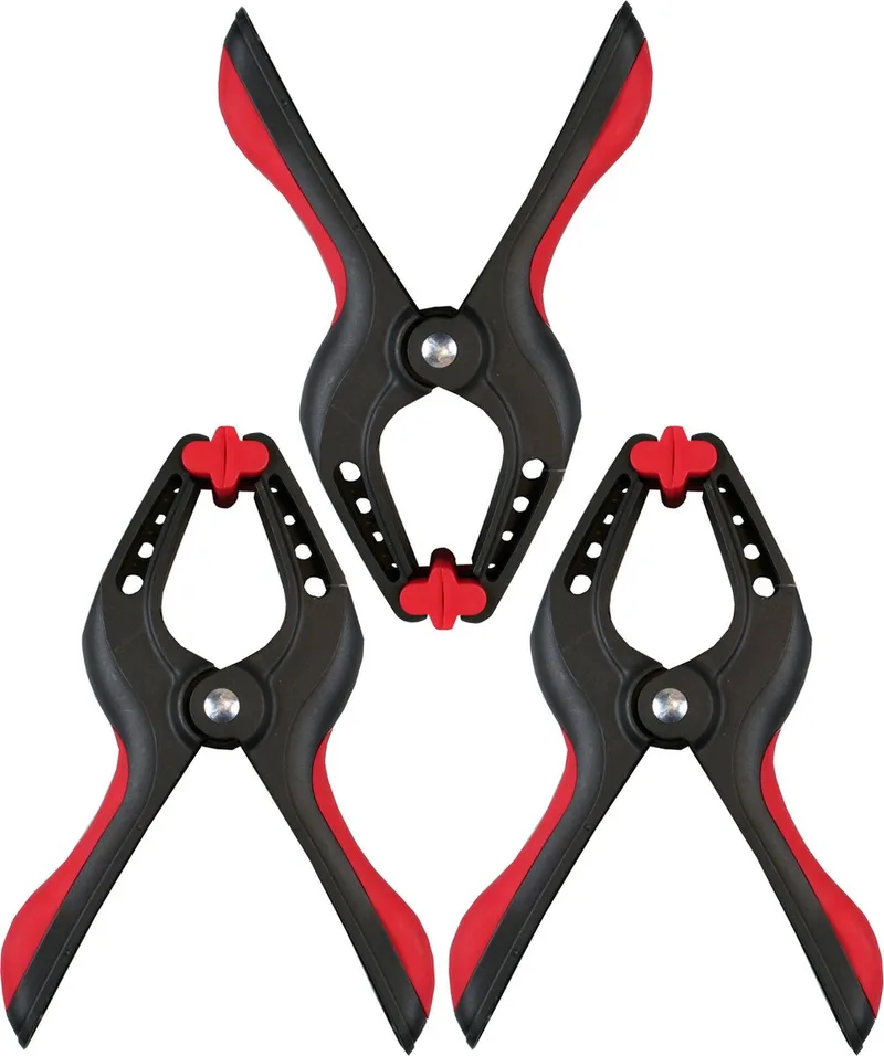 Zeilklemmen/veerklemmen - 3x - kunststof - 22 cm - profi lijmklemmen met rubber heft von Benson, Schwarz – Produktbild
