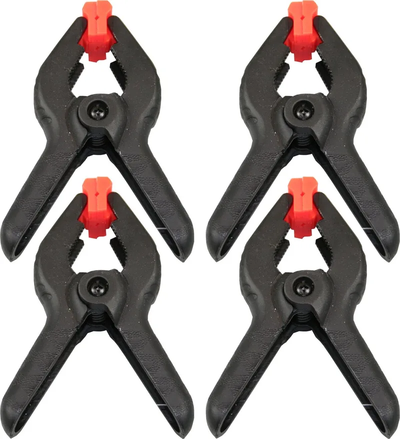 Zeilklemmen/veerklemmen - 4x - kunststof - 10 cm - lijmklemmen met gekartelde kaken fra Benson, Sort – produktbillede