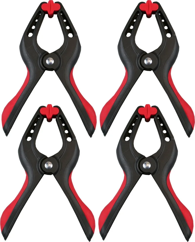 Zeilklemmen/veerklemmen - 4x - kunststof - 10 cm - profi lijmklemmen met rubber heft de Benson, Noir – image du produit