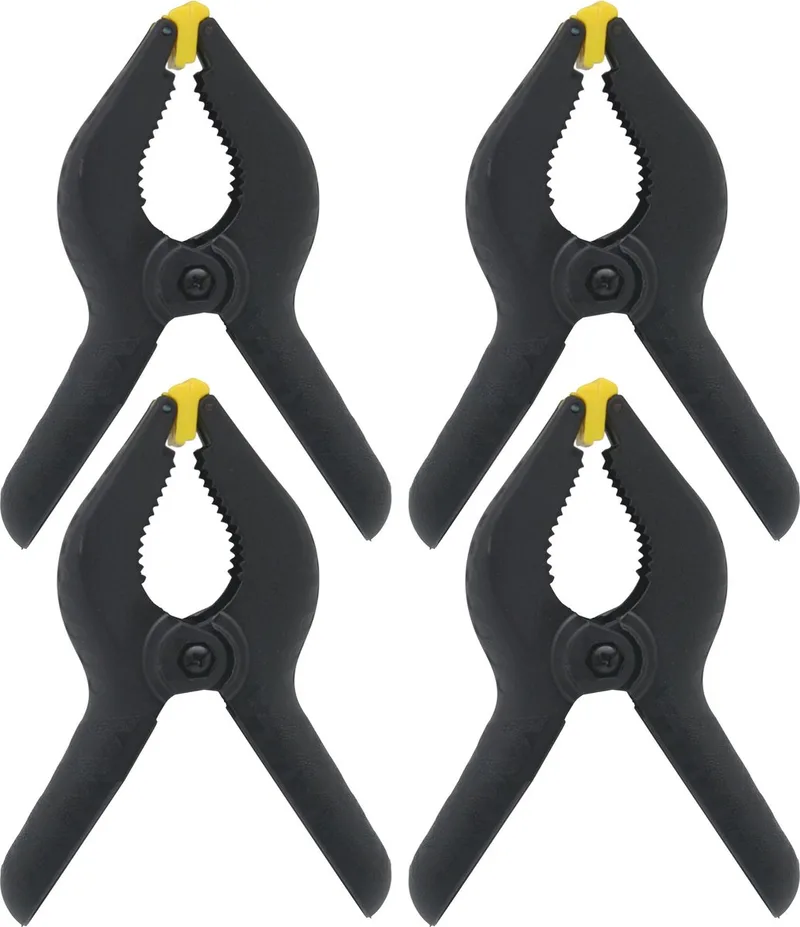 Zeilklemmen/veerklemmen - 4x - kunststof - 15 cm - lijmklemmen met gekartelde kaken van Benson, Zwart – productafbeelding