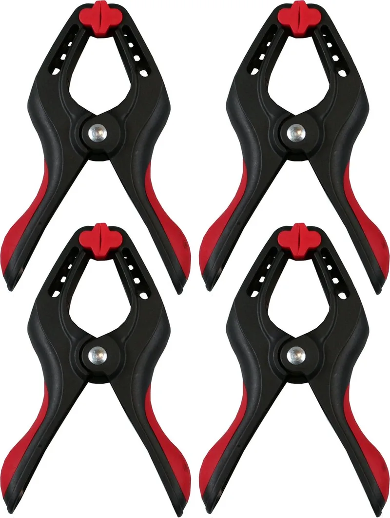 Zeilklemmen/veerklemmen - 4x - kunststof - 15 cm - profi lijmklemmen met rubber heft de Benson, Noir – image du produit