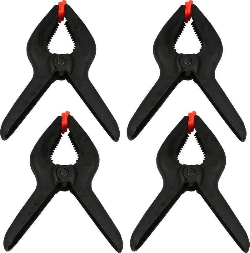 Zeilklemmen/veerklemmen - 4x - kunststof - 22 cm - lijmklemmen met gekartelde kaken van Benson, Zwart – productafbeelding