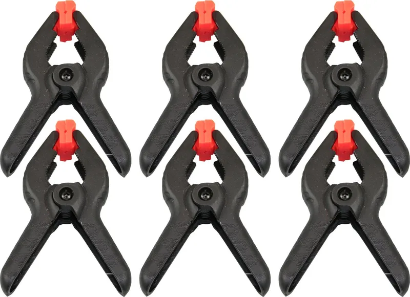 Zeilklemmen/veerklemmen - 6x - kunststof - 10 cm - lijmklemmen met gekartelde kaken van Benson, Zwart – productafbeelding