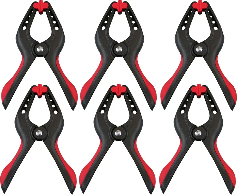 Zeilklemmen/veerklemmen - 6x - kunststof - 10 cm - profi lijmklemmen met rubber heft van Benson, Zwart – productafbeelding