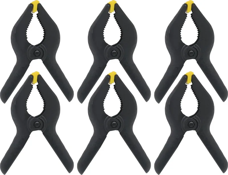 Zeilklemmen/veerklemmen - 6x - kunststof - 15 cm - lijmklemmen met gekartelde kaken van Benson, Zwart – productafbeelding