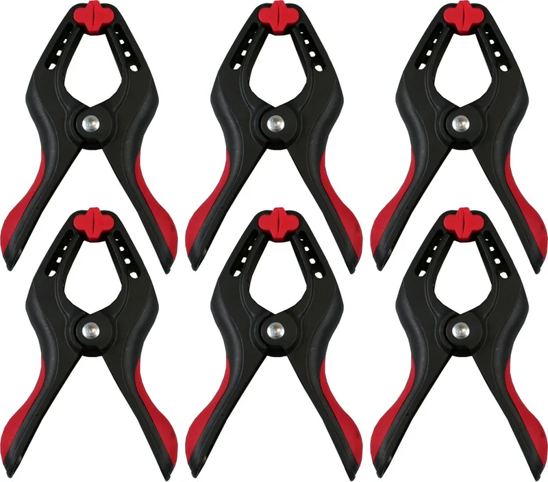 Zeilklemmen/veerklemmen - 6x - kunststof - 15 cm - profi lijmklemmen met rubber heft van Benson, Zwart – productafbeelding