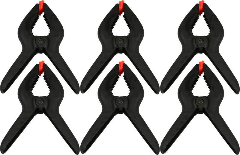 Zeilklemmen/veerklemmen - 6x - kunststof - 22 cm - lijmklemmen met gekartelde kaken van Benson, Zwart – productafbeelding