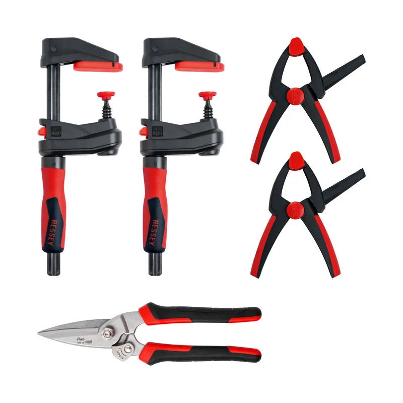 DIY Set Aktion 2 x Getriebezwinge Gearklamp GK15 + Combi-Schere D52-2 + 2 x Federzwinge VarioClippix XV5-100 von Bessey – Produktbild