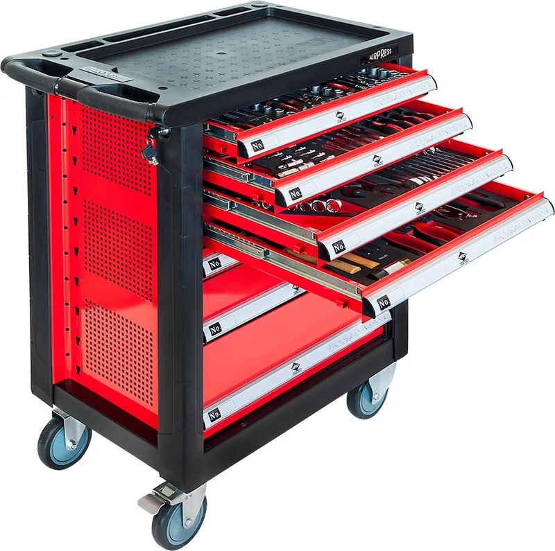Airpress Gereedschapswagen Gevuld - 217-delig - 7 Lades - Rood, Zwart - 85 kg von Beta, Mehrfarbig – Produktbild