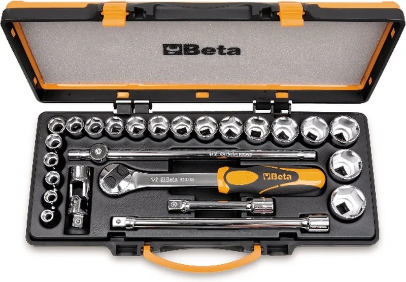 Beta 12-hoekige doppenset 1/2" met toebehoren, 25-delig von Beta, Orange – Produktbild